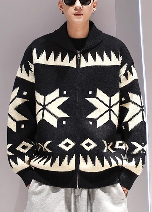 Jacquard | Zip Up Cozy Knitted Coat