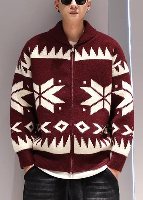 Jacquard | Zip Up Cozy Knitted Coat