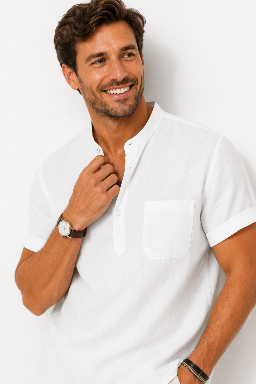 Jim | Casual Henley Short Sleeve Shirt