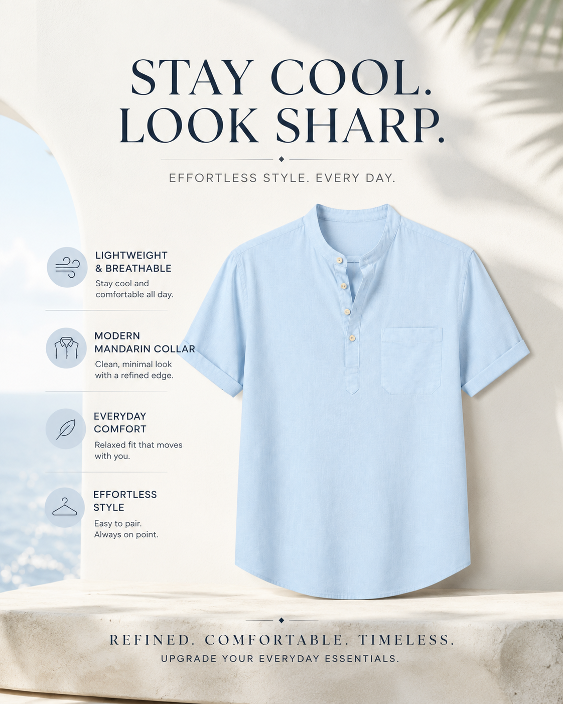 Jim | Casual Henley Short Sleeve Shirt