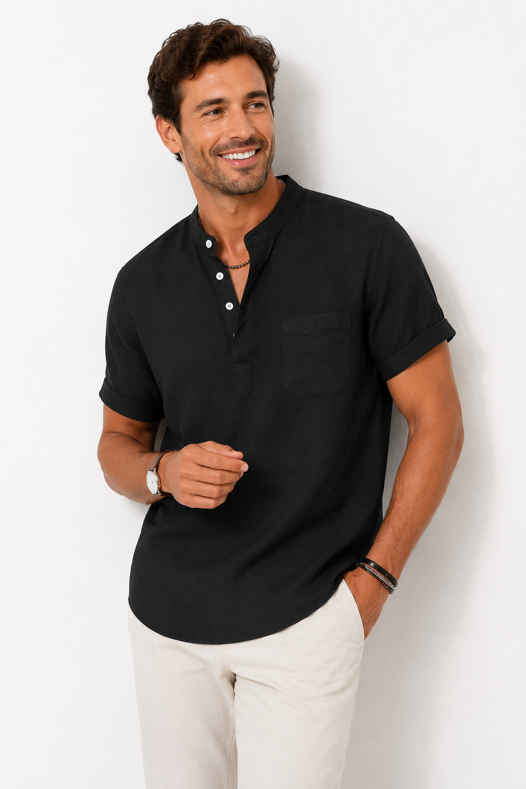 Jim | Casual Henley Short Sleeve Shirt