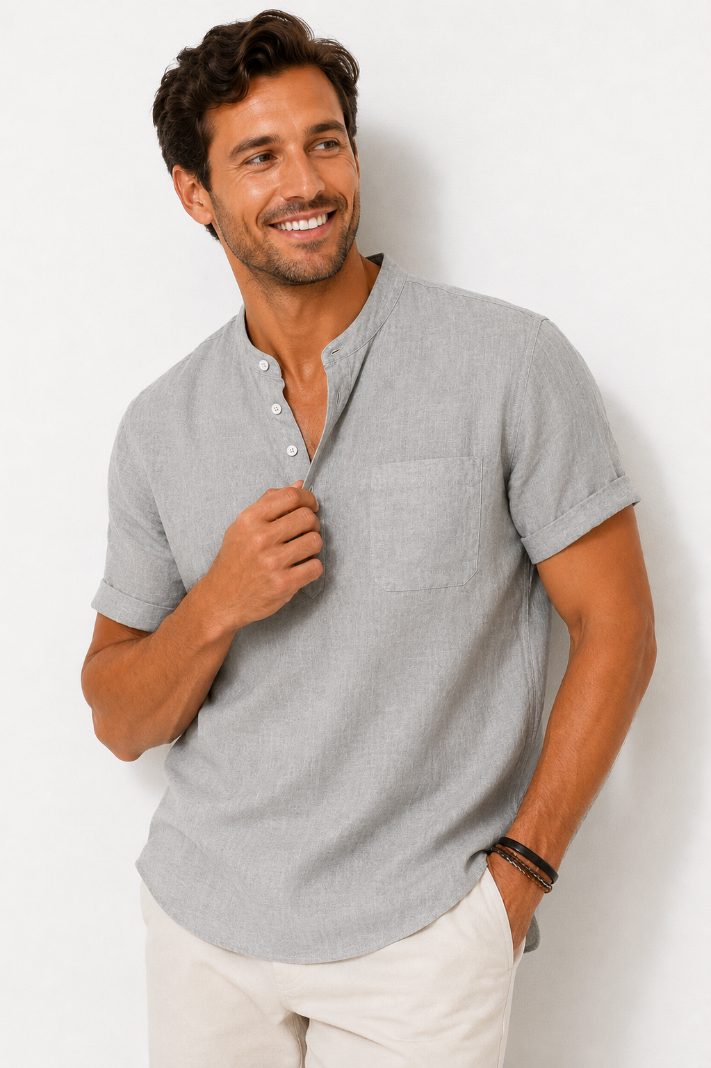 Jim | Casual Henley Short Sleeve Shirt
