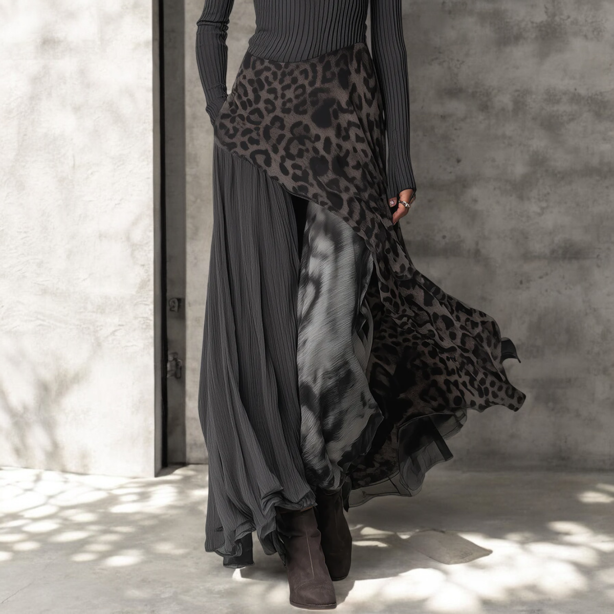 Leyna | Long Dress Elegant Leopard Print