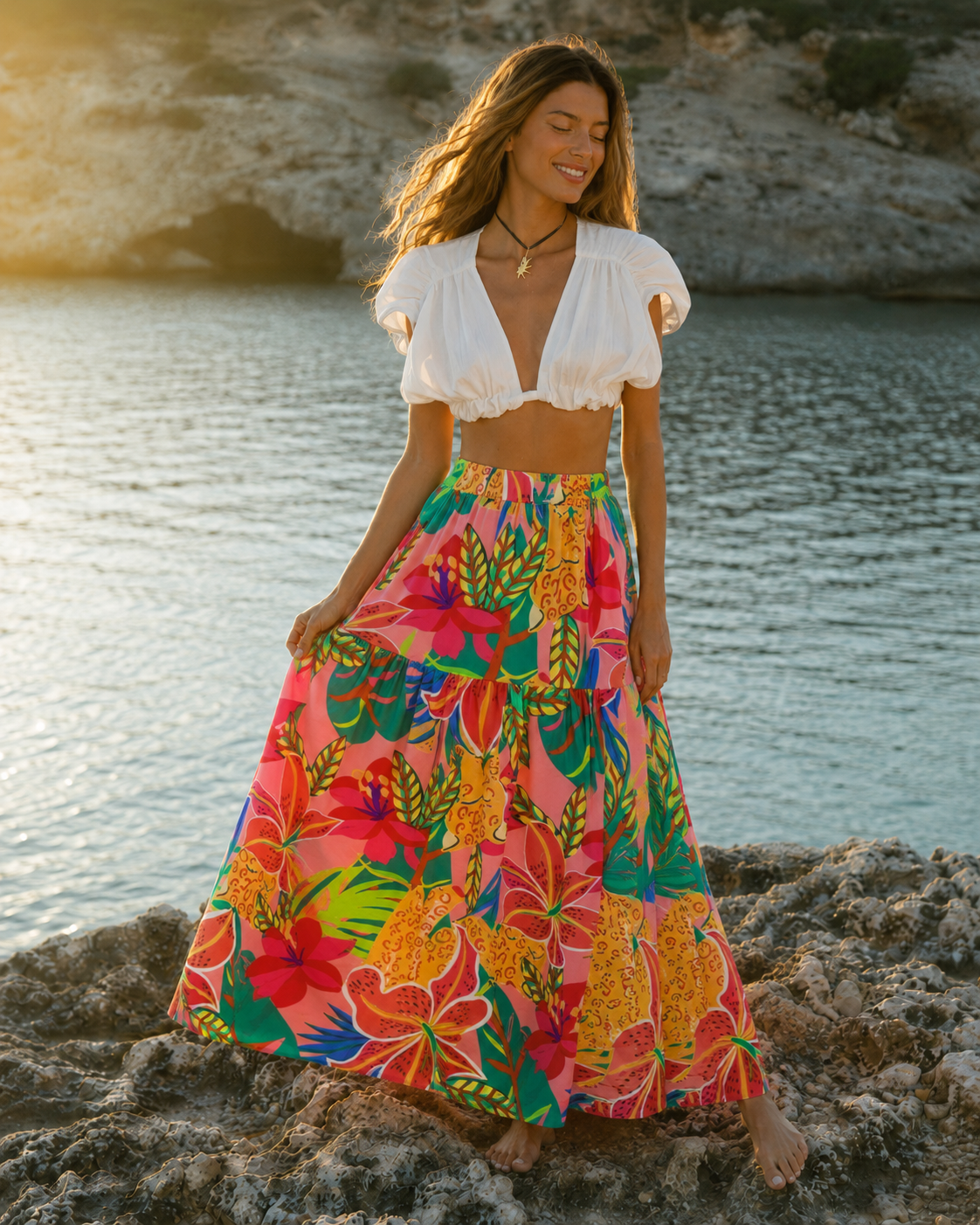 Rhea Smocked Waist Skirt