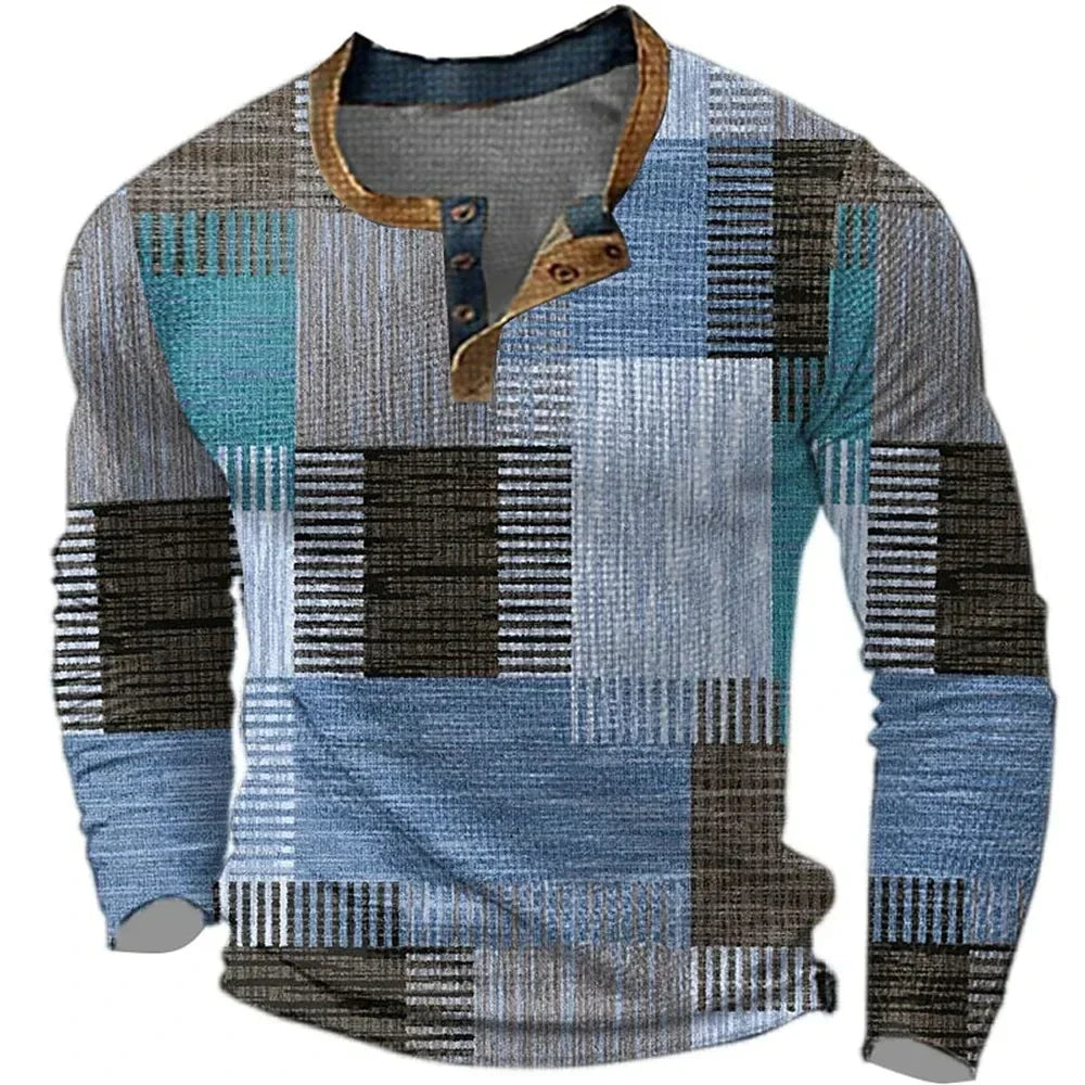 Mar | Men's Vintage Patchwork Long Sleeve Shirt