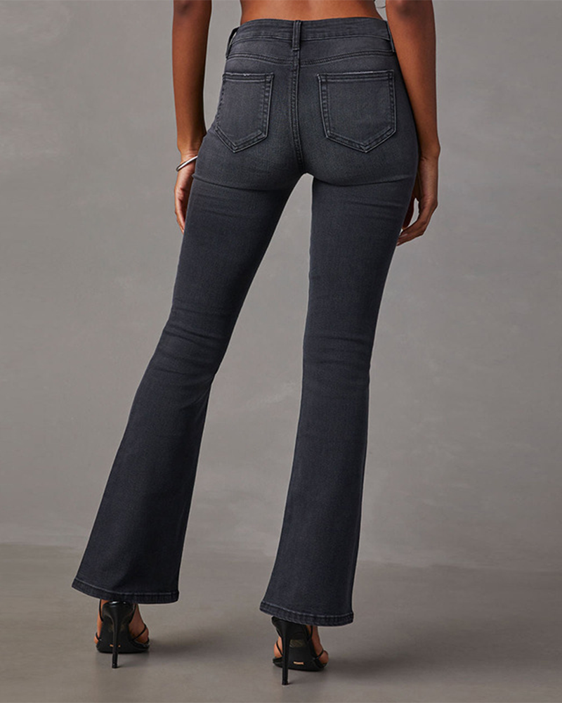 Vintage High-Waist Flared Jeans – Elegant, Stylish & Comfortable
