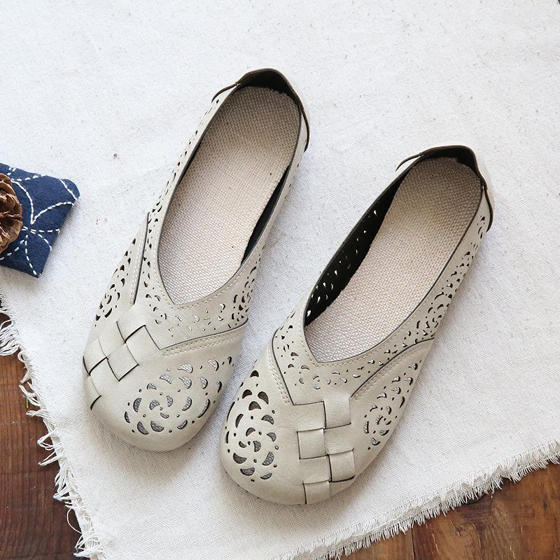 Zia | Perforated Flat Shoes with Slip-On Design