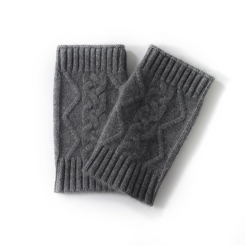 Cable Ribbed Cashmere Hand Warmers