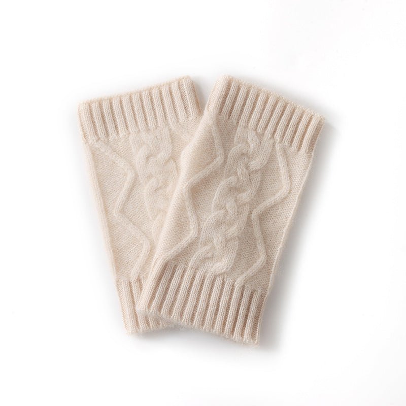 Cable Ribbed Cashmere Hand Warmers