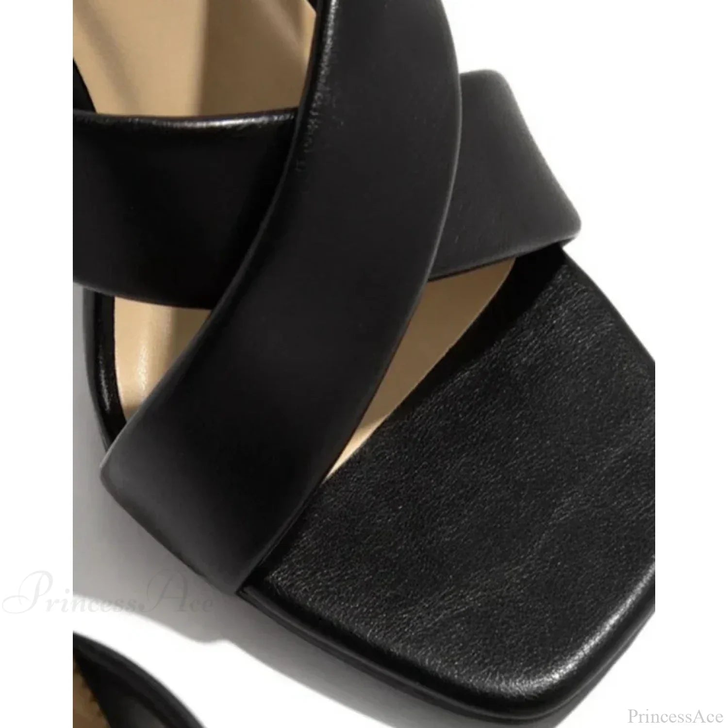Luxe | Crisscross Square Pu Leather High Heel Sandals