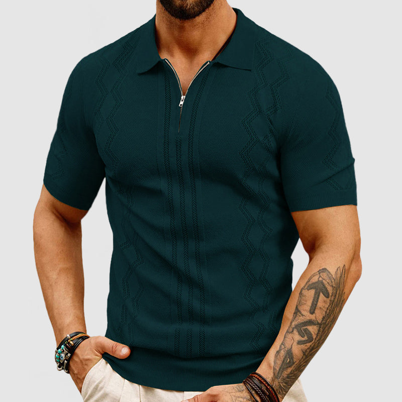 Riemann | Casual Patchwork Knit Polo Shirt