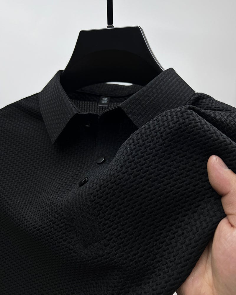 Jason | Textured Short Sleeve Button Polo Shirt