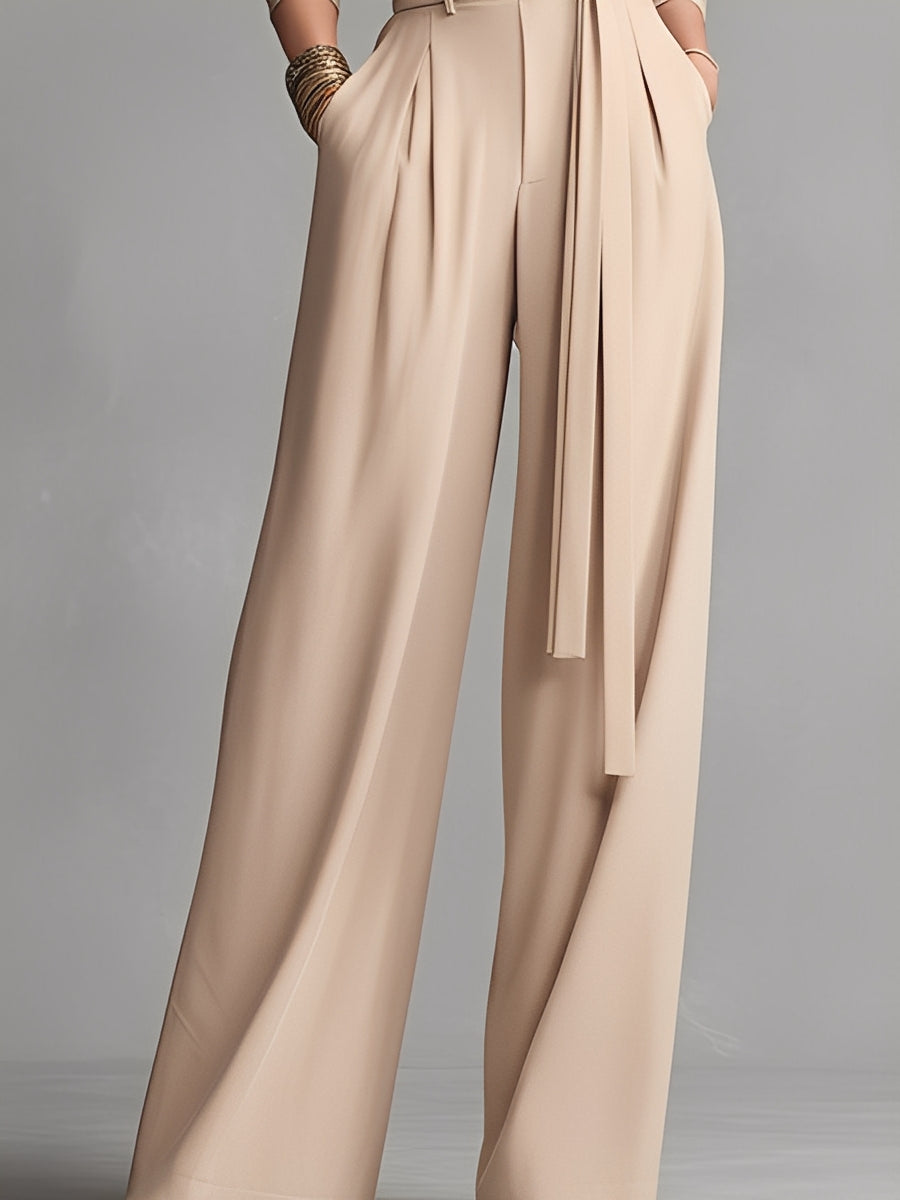 Sage | Neutral-colored Cotton Blend Knit Jumpsuit With Gathered Waist