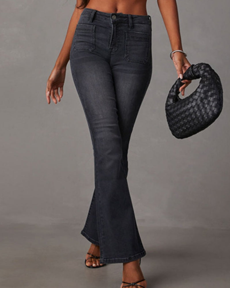 Vintage High-Waist Flared Jeans – Elegant, Stylish & Comfortable