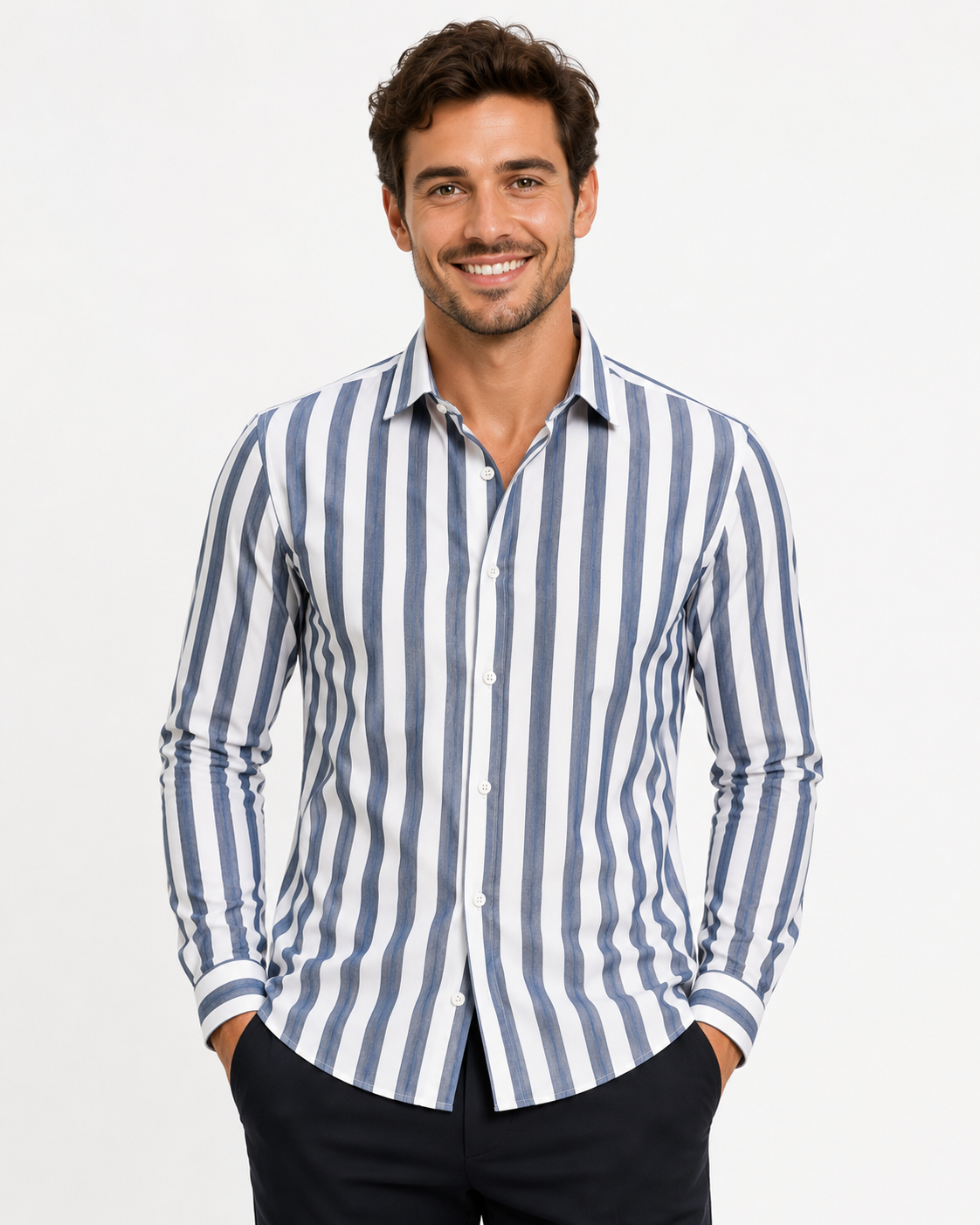 Jacki | Cotton Linen Striped Button Down Long Sleeve