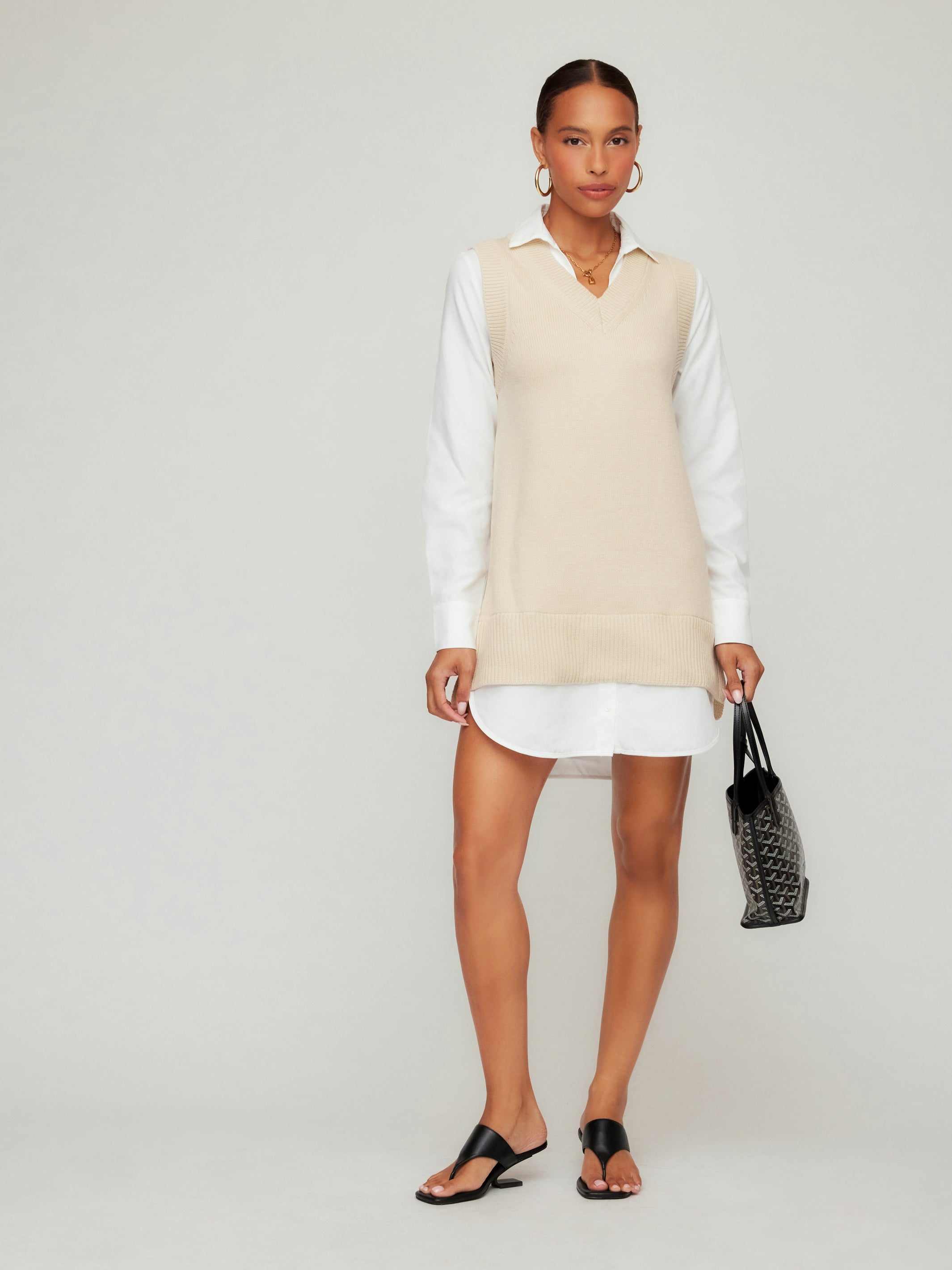 Elora Mixed Media Vest Dress