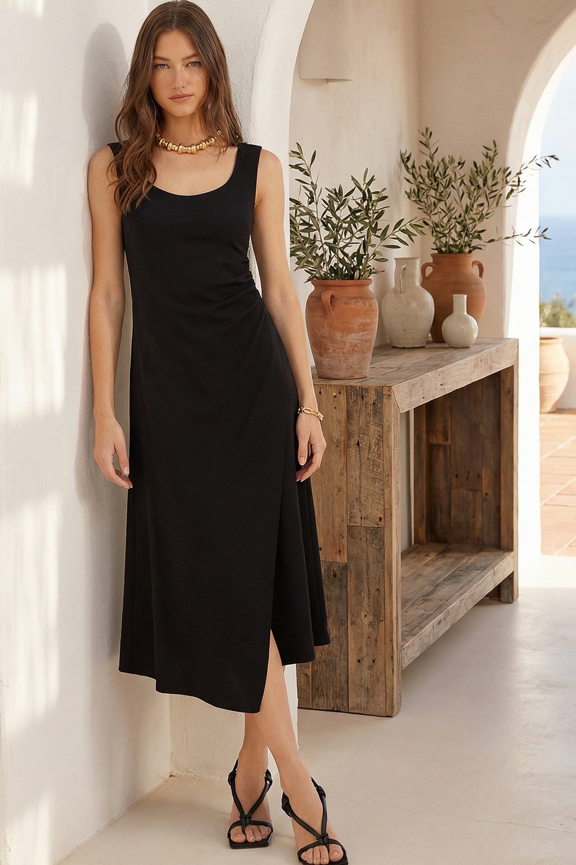 Shari Side-Pleat Dress