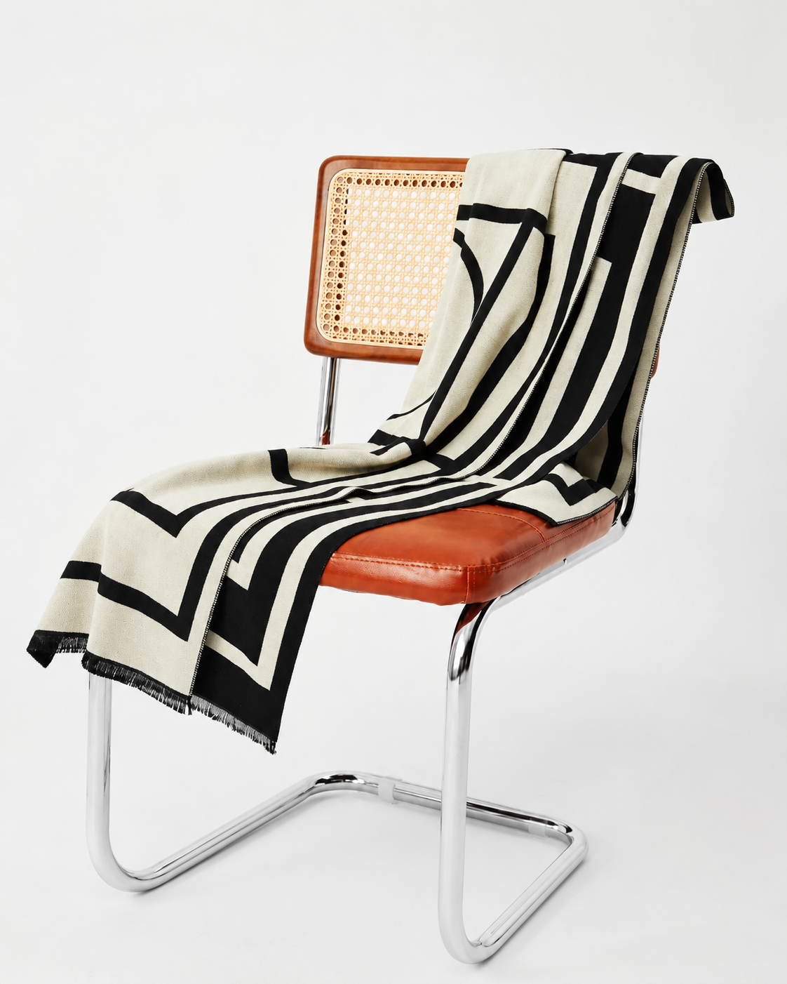 Rae | Wool Blend Graceful Geometric Pattern Scarf