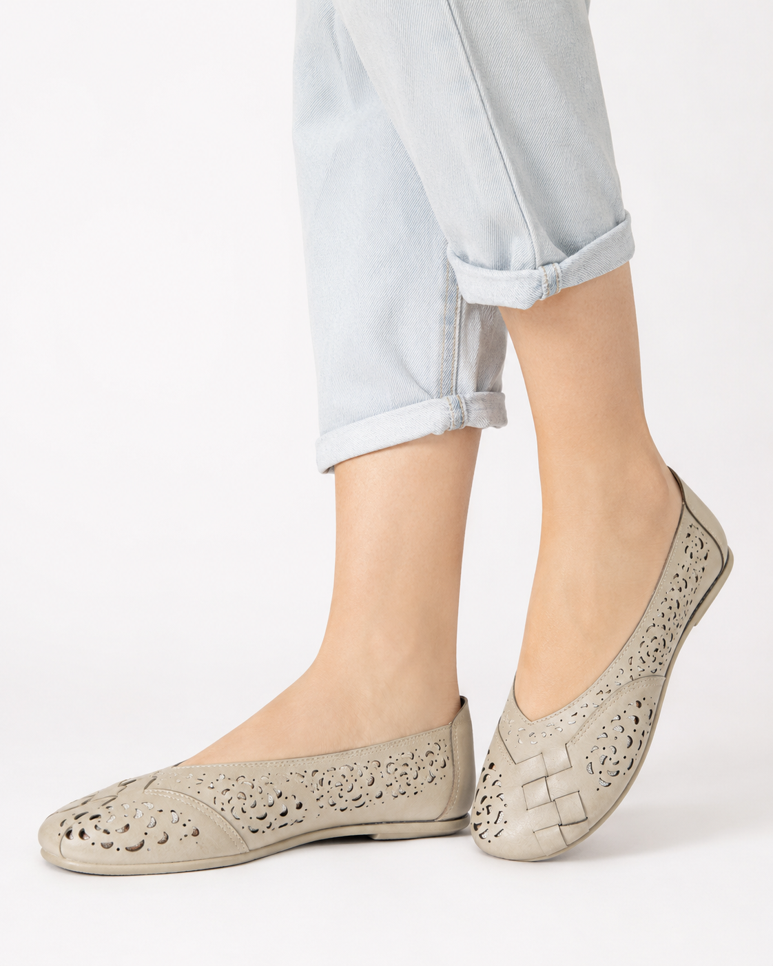 Zia | Perforated Flat Shoes with Slip-On Design