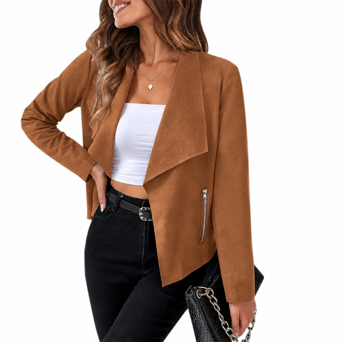 Fiorella | Women's Faux Suede Fashion Coat