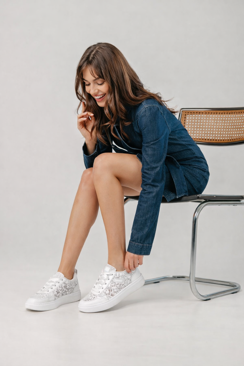 Liena | Floral Lace-Up Sneakers