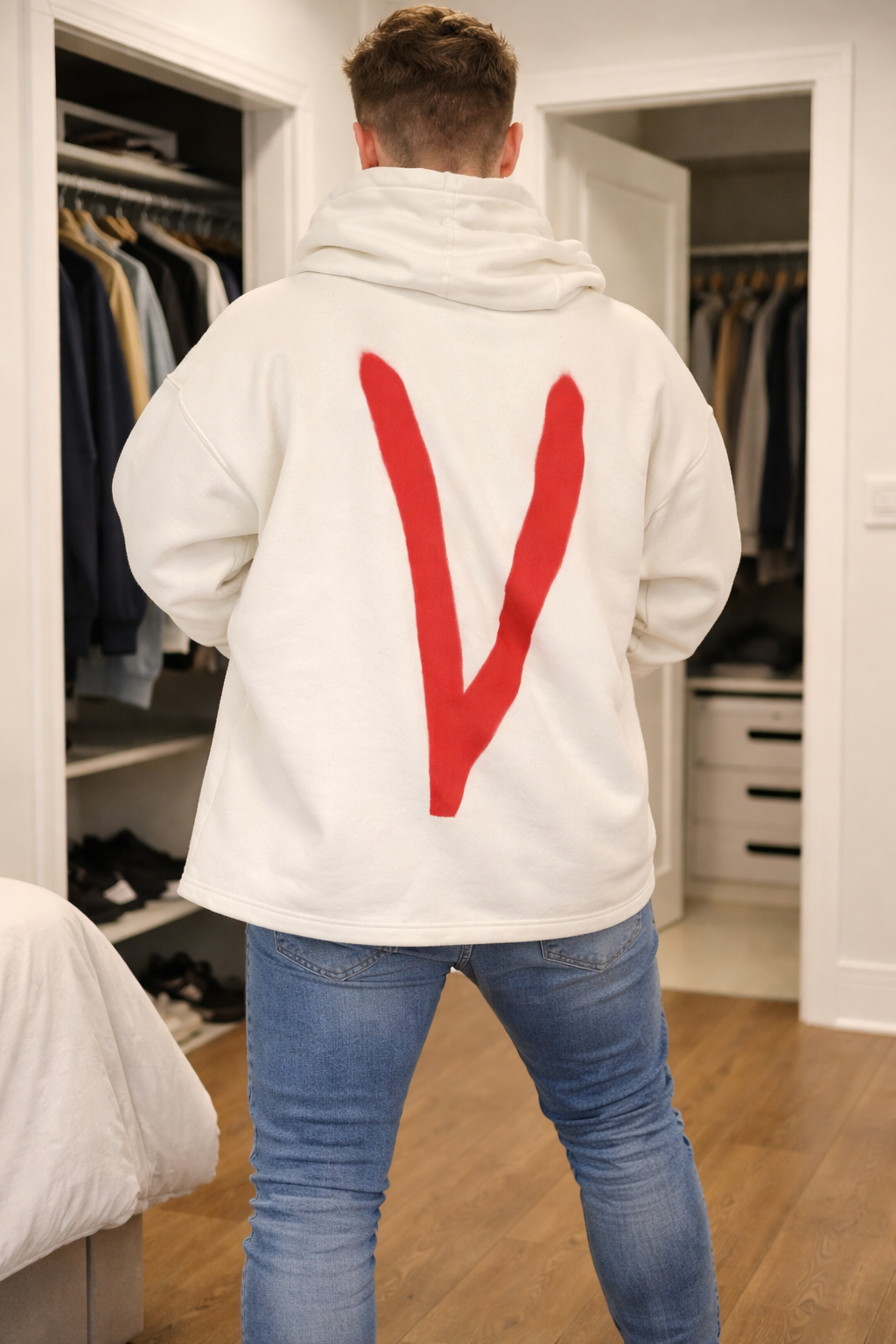 Love | White Hooded Cotton Sweatshirt
