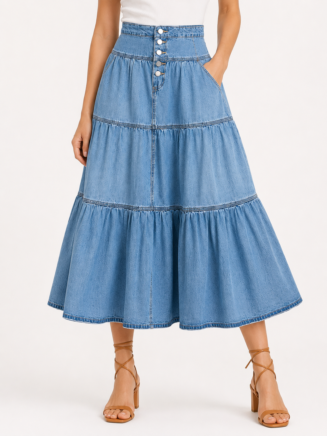 Angel | High Waist Denim Maxi Skirt