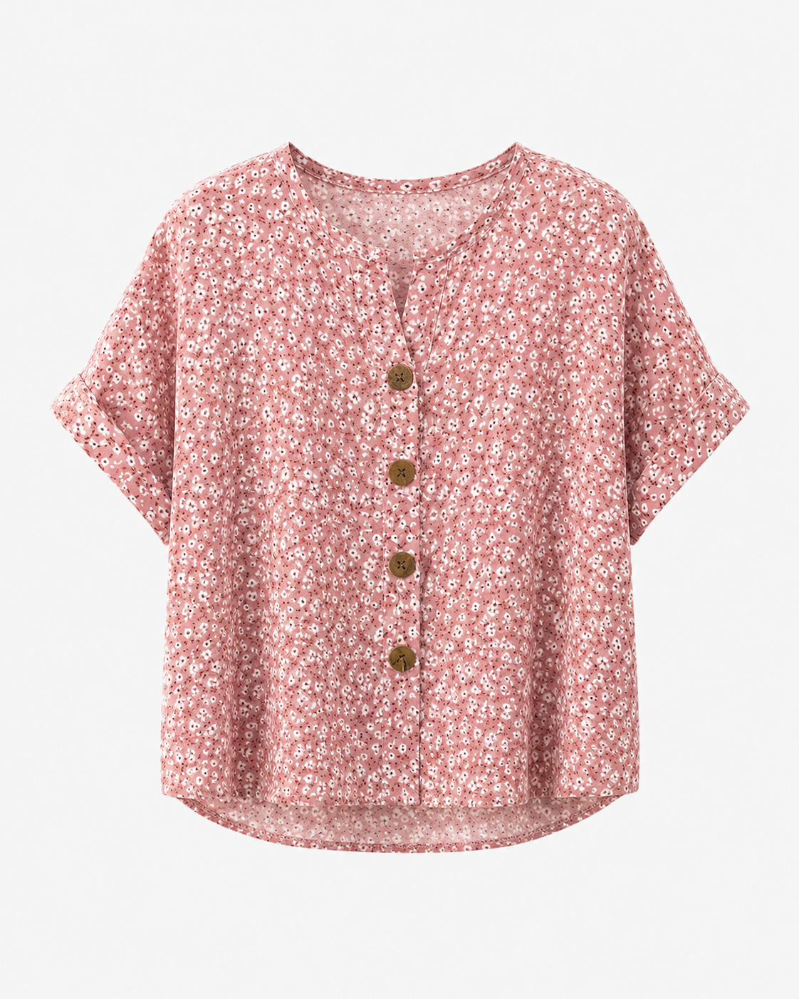 Gelin | Floral Print Short Sleeve Button-Front Blouse