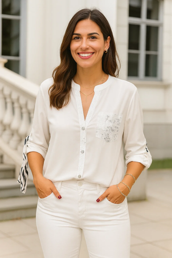 Anne | Casual Top with Sequin Details