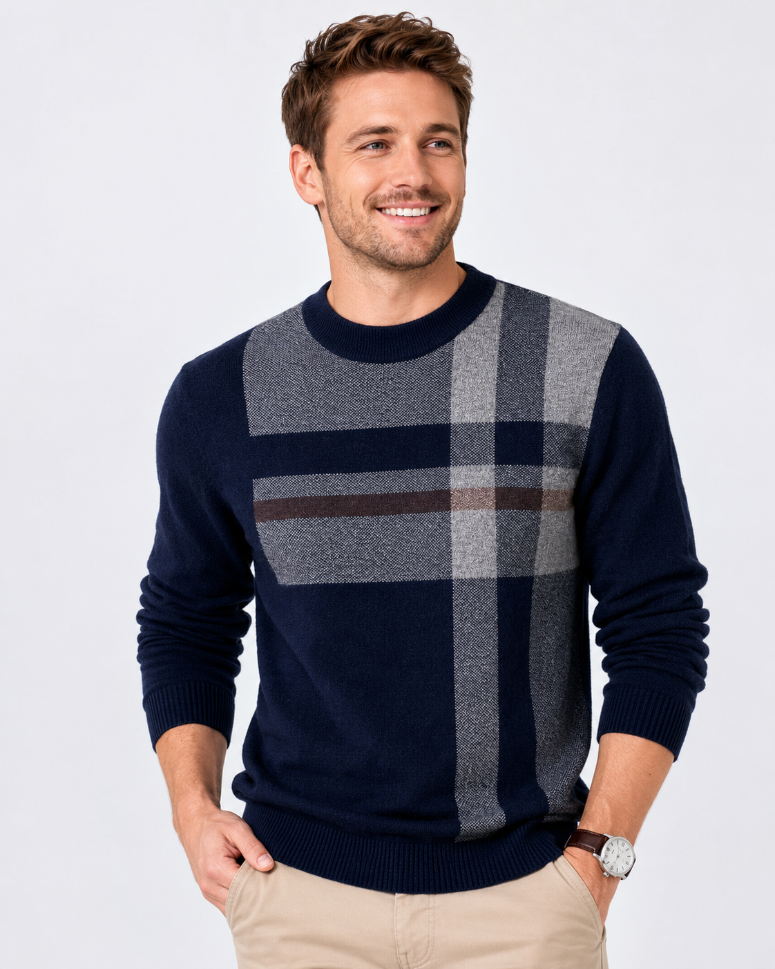 Raul | Plaid Pattern Cashmeremix Sweater