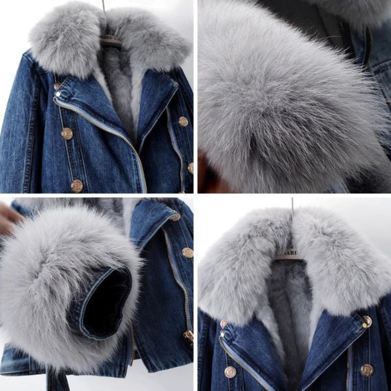 Phylicia | Elegant Denim Jacket with Faux Fur Collar