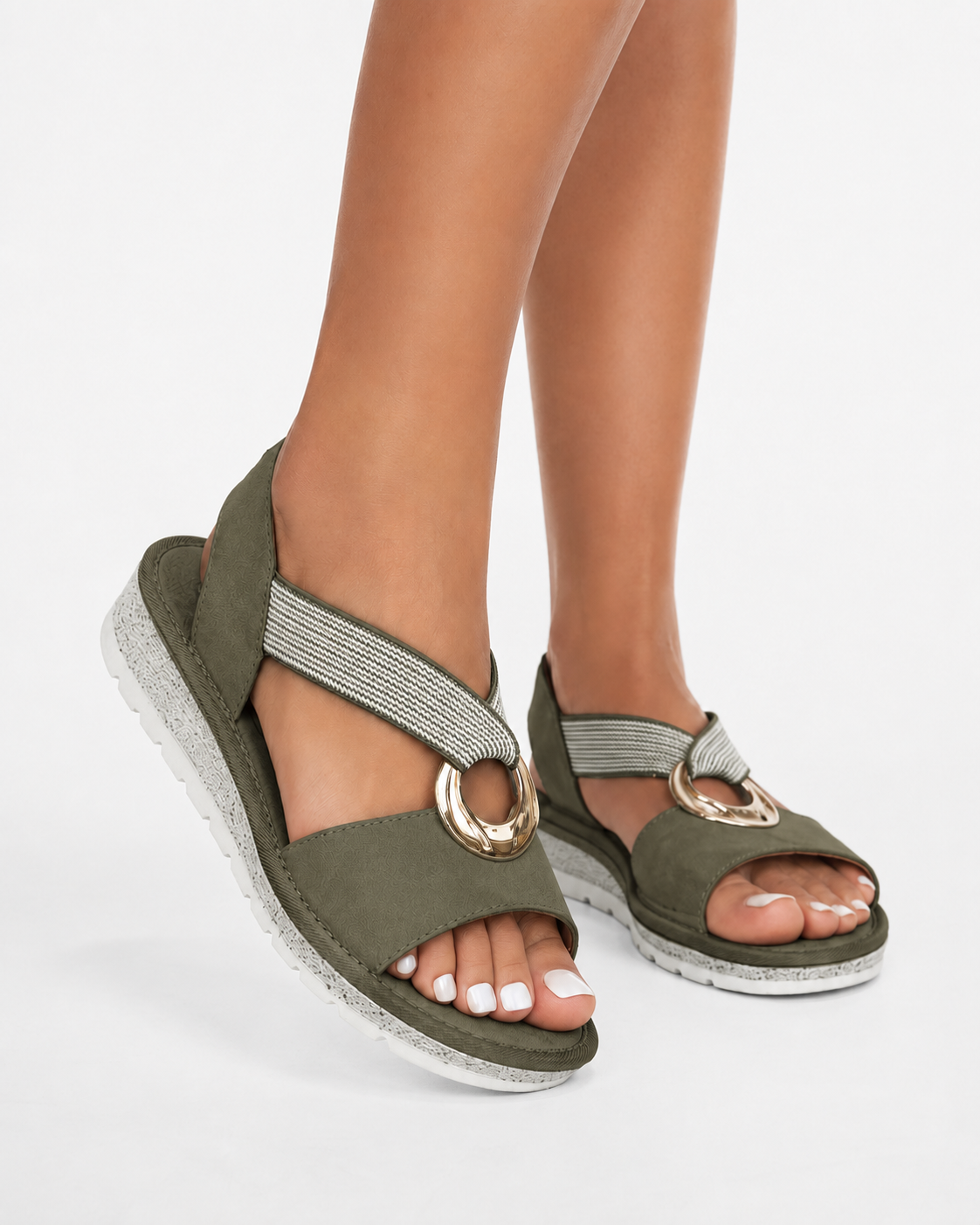 Aivela | Women's Flat Sandals with Metal Ring