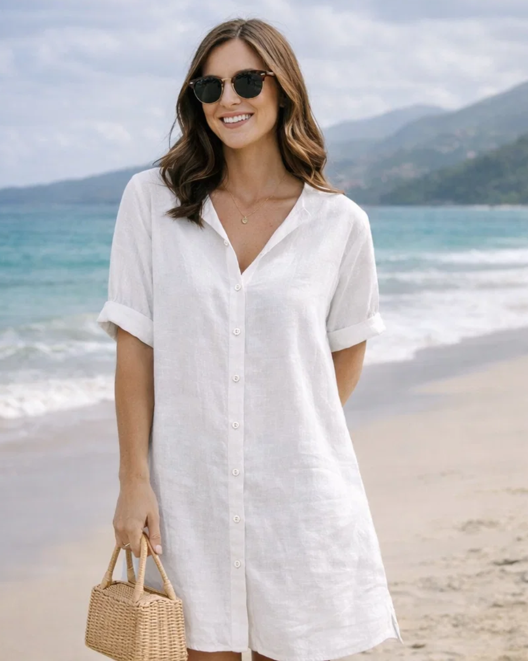 Anjini | Loose Beach Dress with Short Sleeves