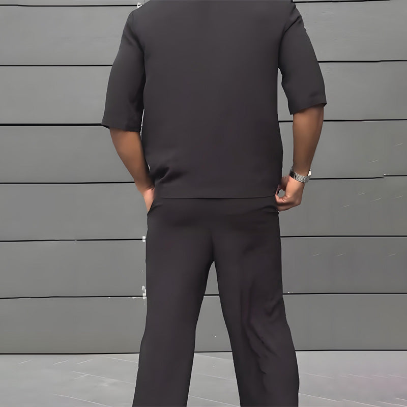 Theo | Modern Minimalist Short Sleeve Blazer & Pants Set