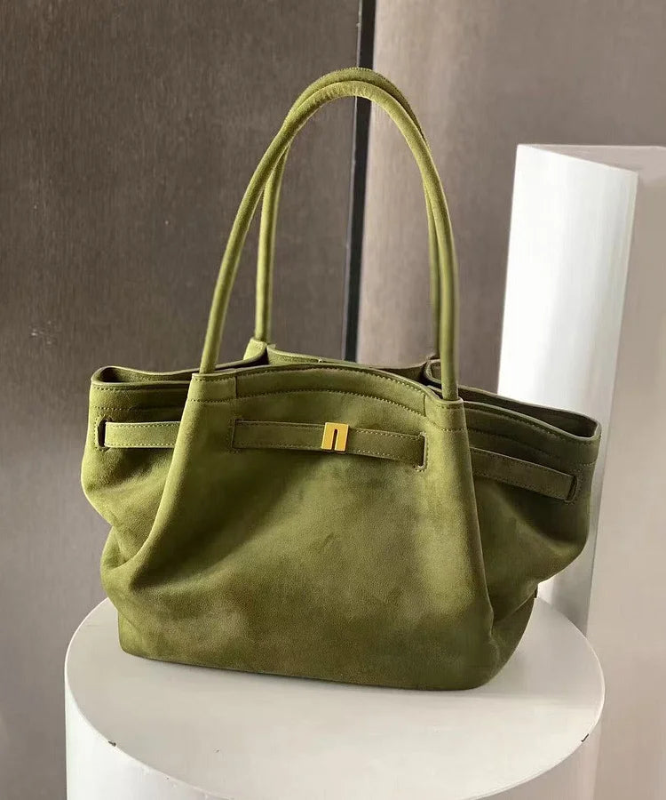 Belle | Green Large Suede Shoulder Bag