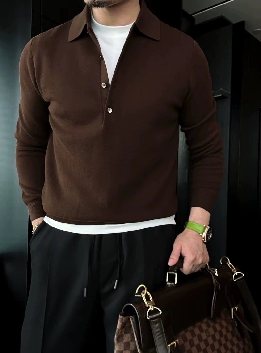 Ben | Long Sleeve Knitted Polo Sweater