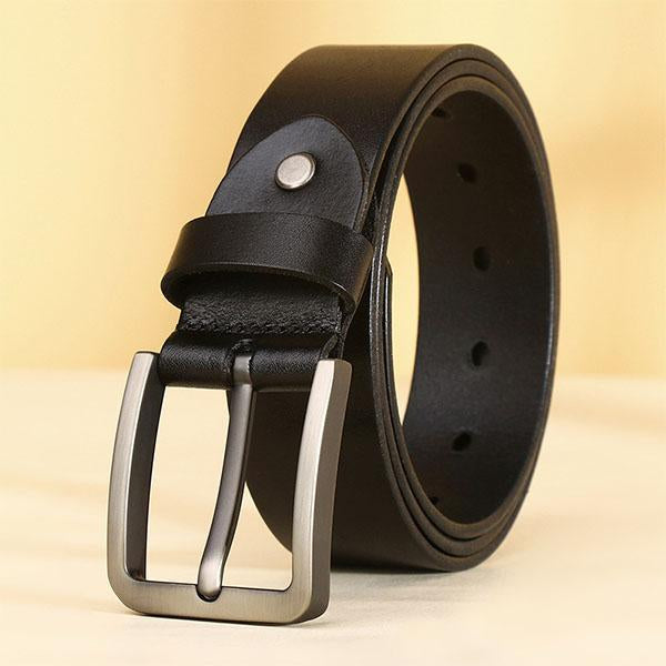 Everett | Leather Belt with Brushed Metal Buckle