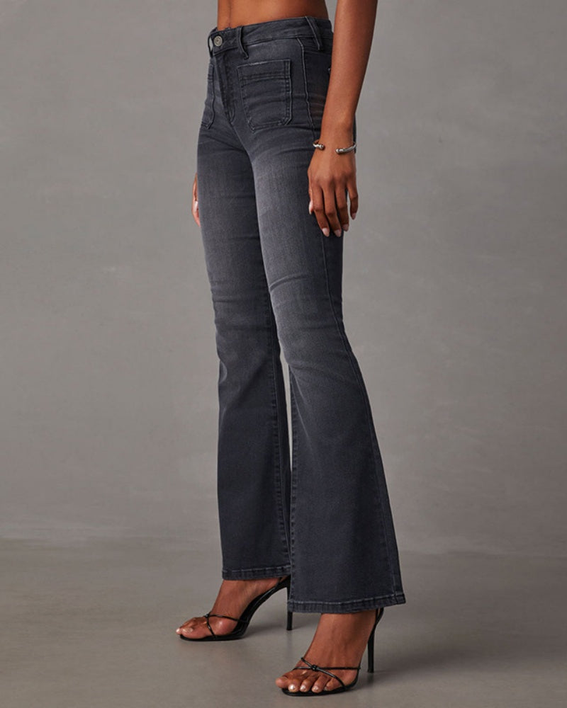 Vintage High-Waist Flared Jeans – Elegant, Stylish & Comfortable