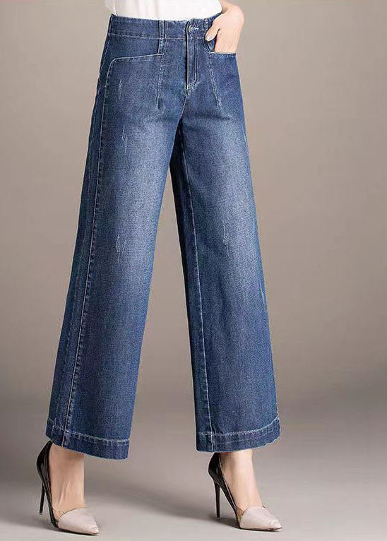 Bella | Denim High Waist Pockets Straight Pants