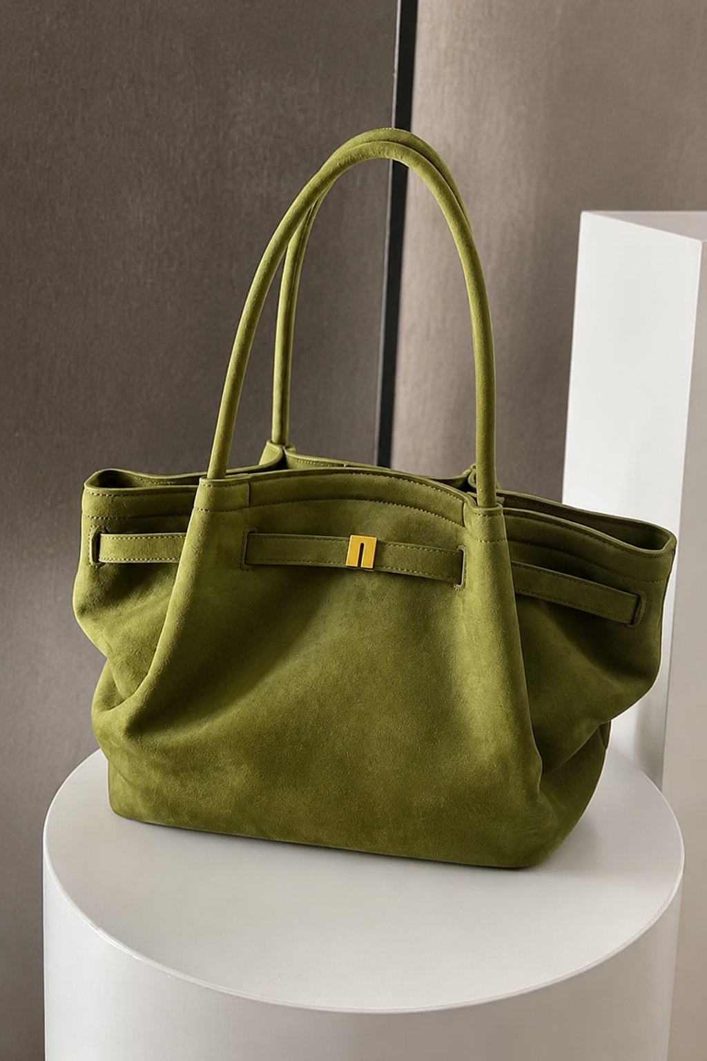 Belle | Green Large Suede Shoulder Bag