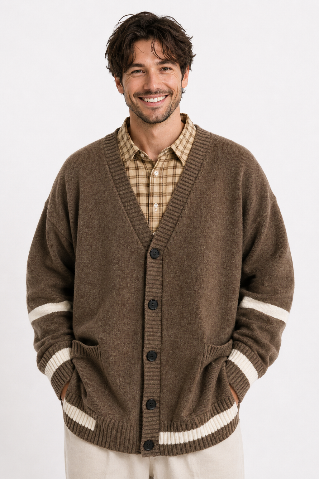 Bruno | Striped Pockets Knitted Cardigans
