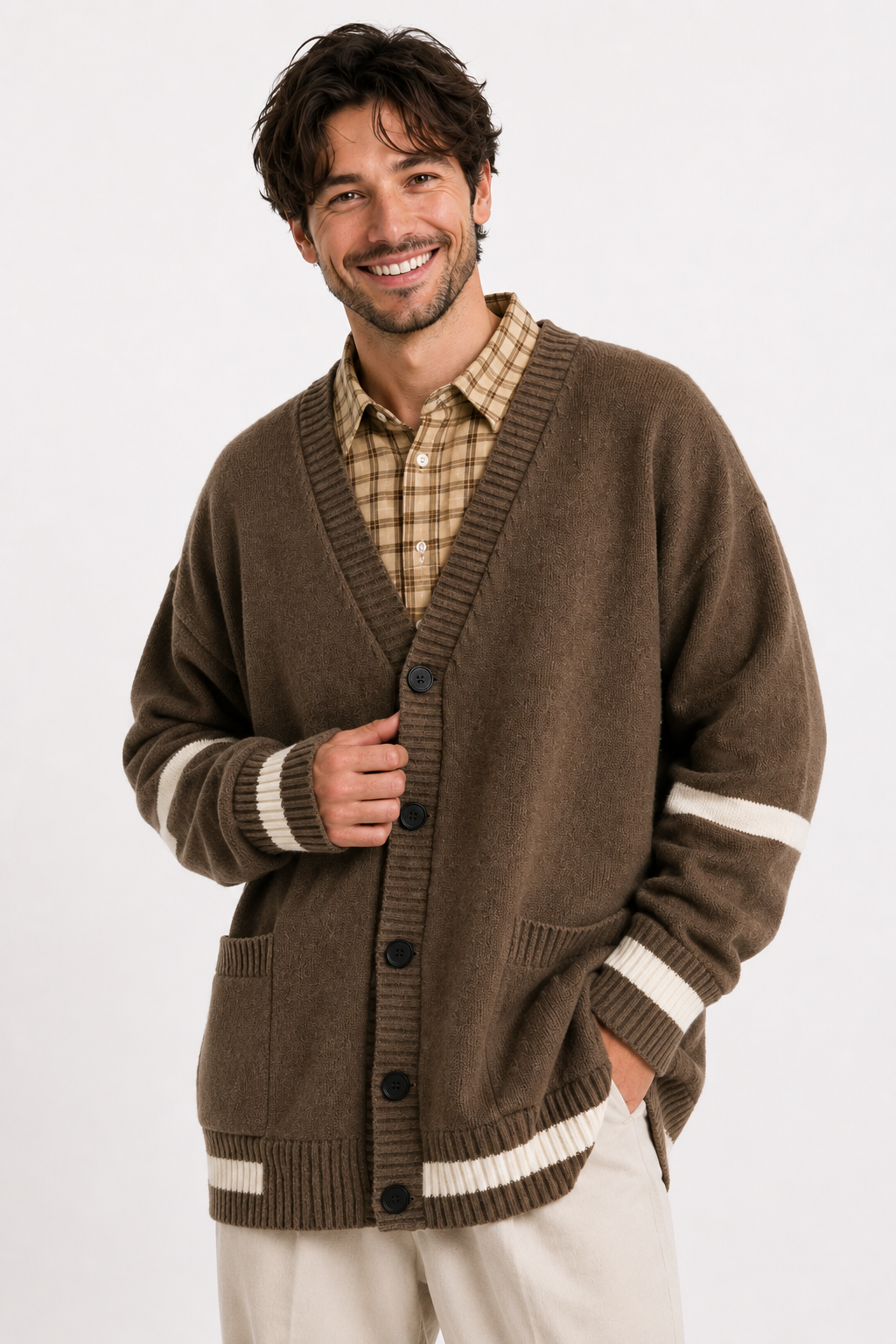 Bruno | Striped Pockets Knitted Cardigans