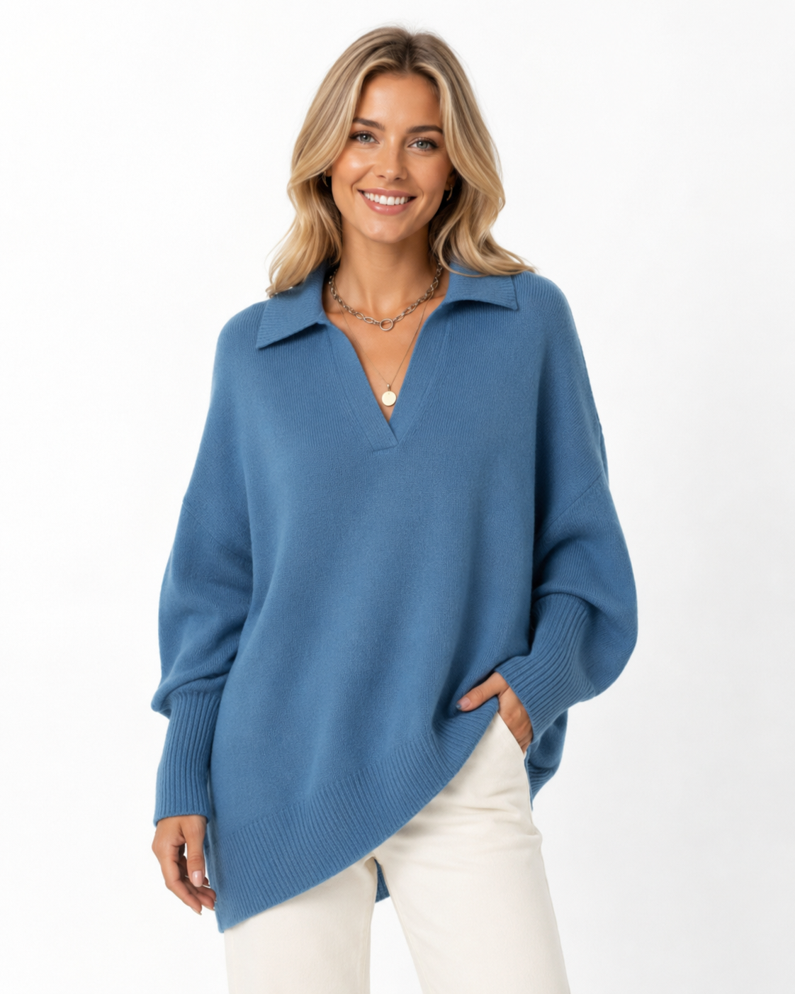 Lunevia | Relaxed Knit Poncho Sweater