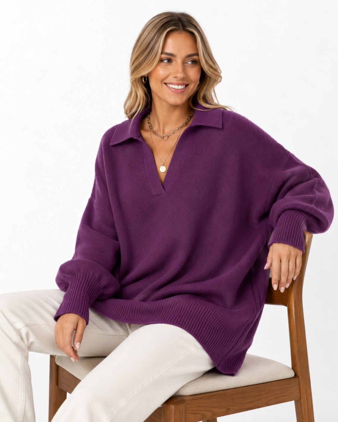 Lunevia | Relaxed Knit Poncho Sweater