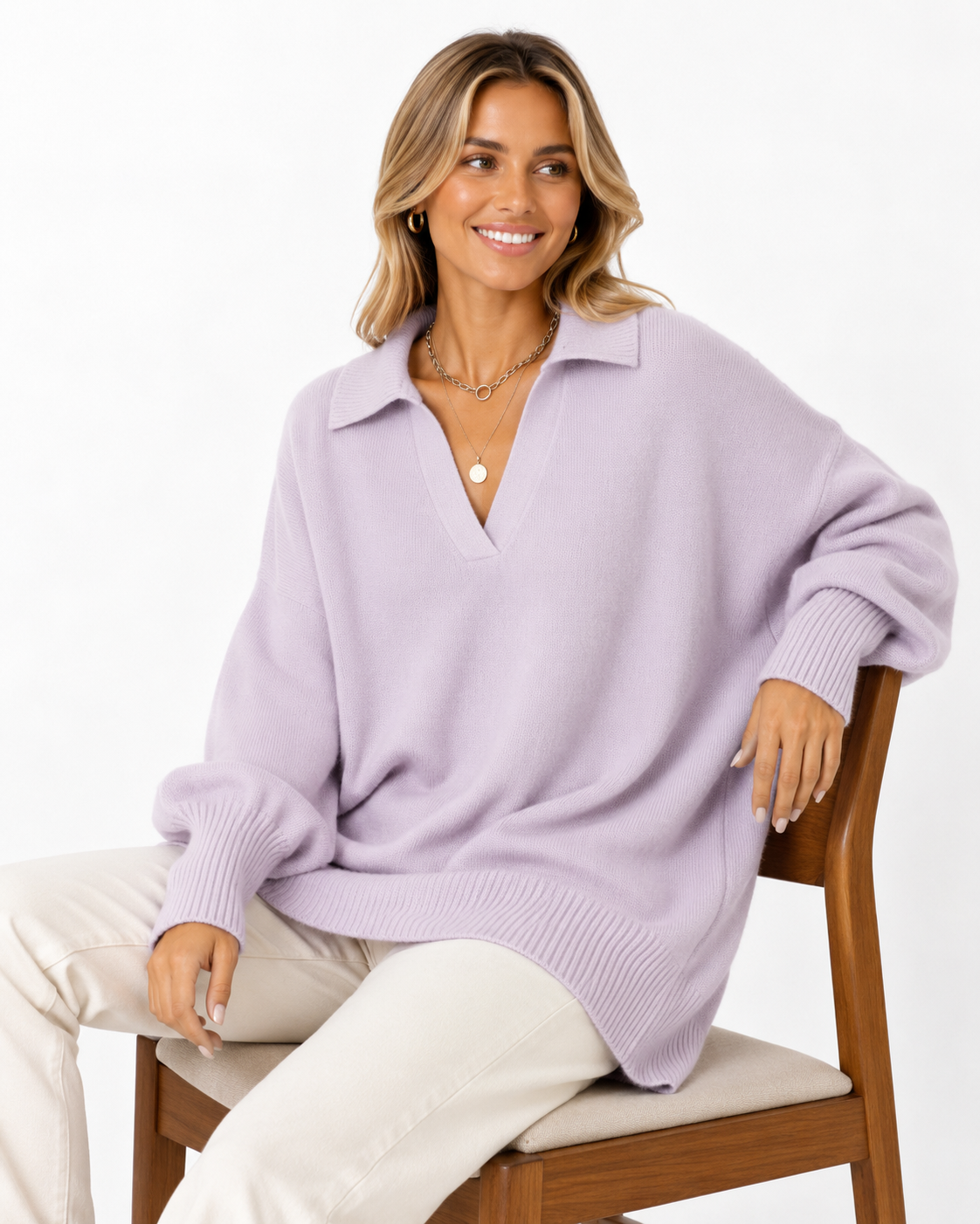 Lunevia | Relaxed Knit Poncho Sweater