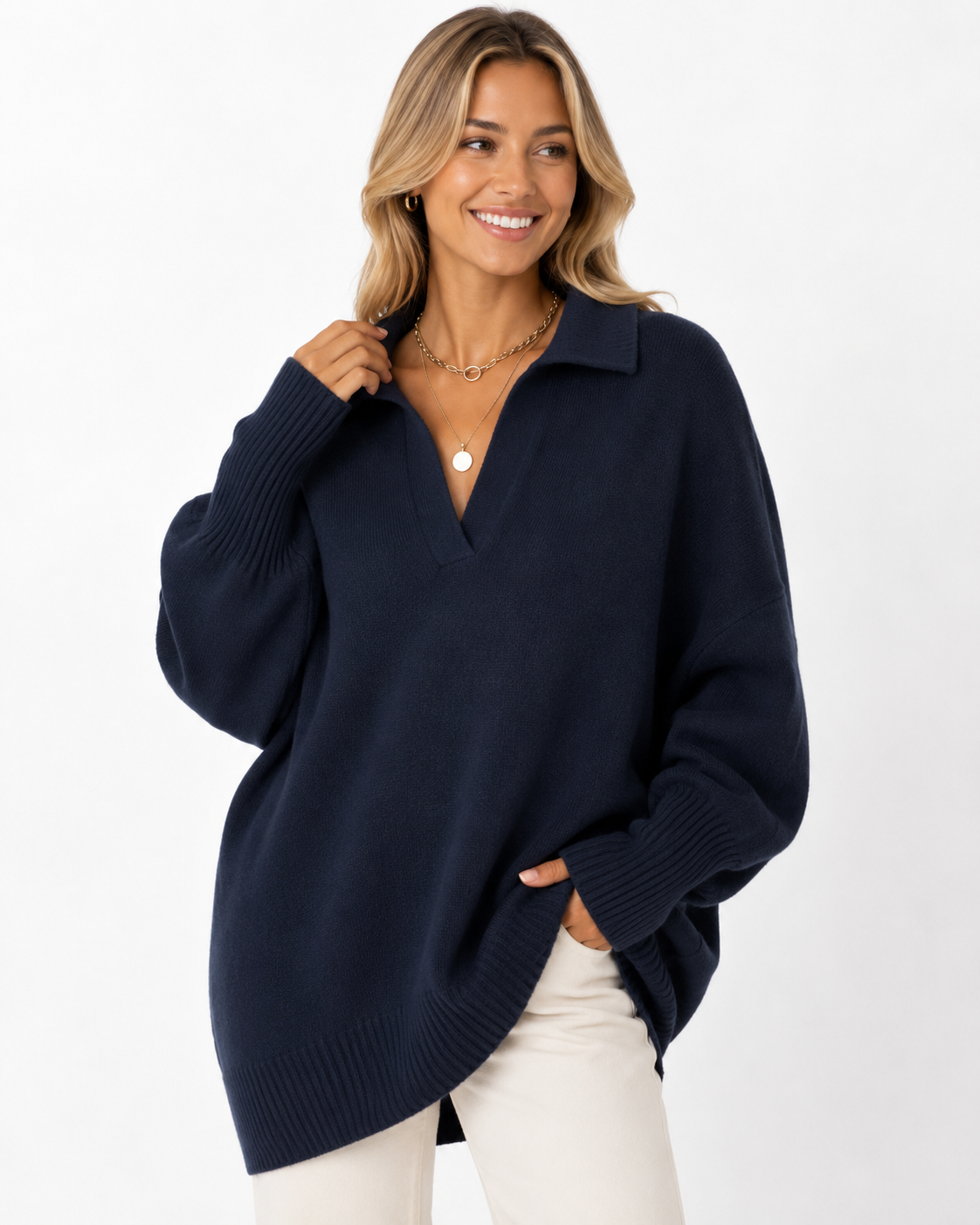 Lunevia | Relaxed Knit Poncho Sweater