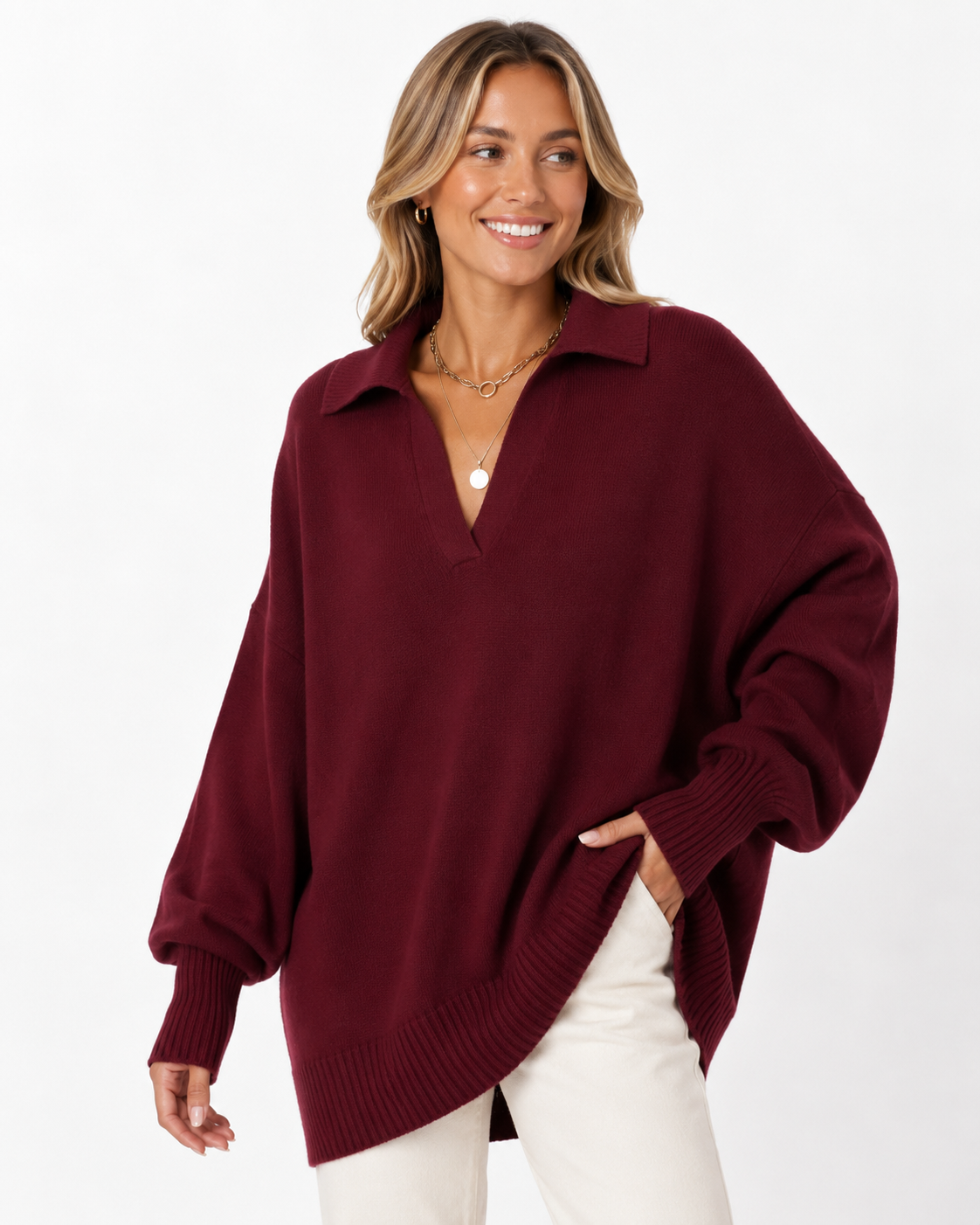 Lunevia | Relaxed Knit Poncho Sweater