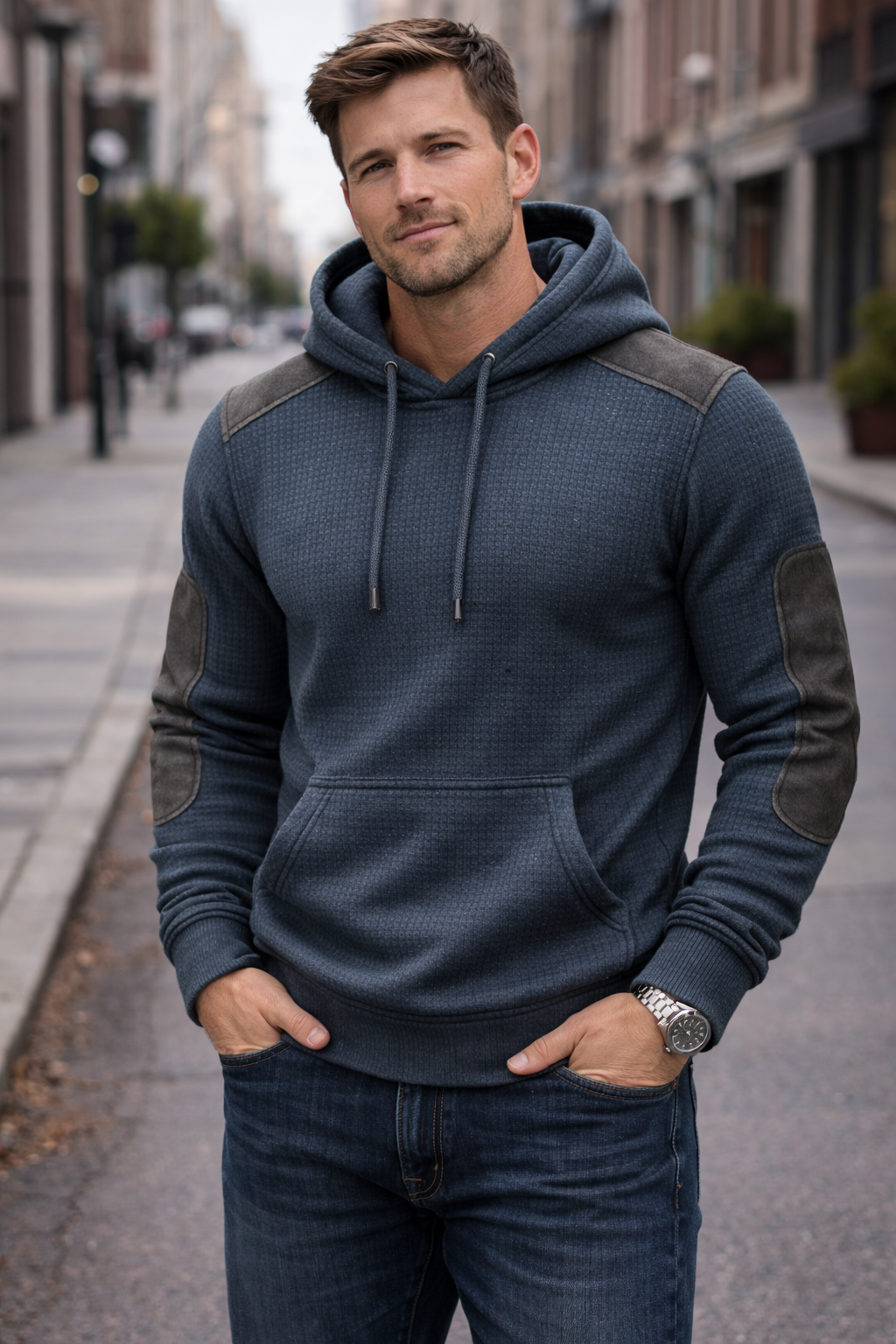 Laurent | Retro Knitted Waffle Hooded Casual Long-sleeved Sweatshirt