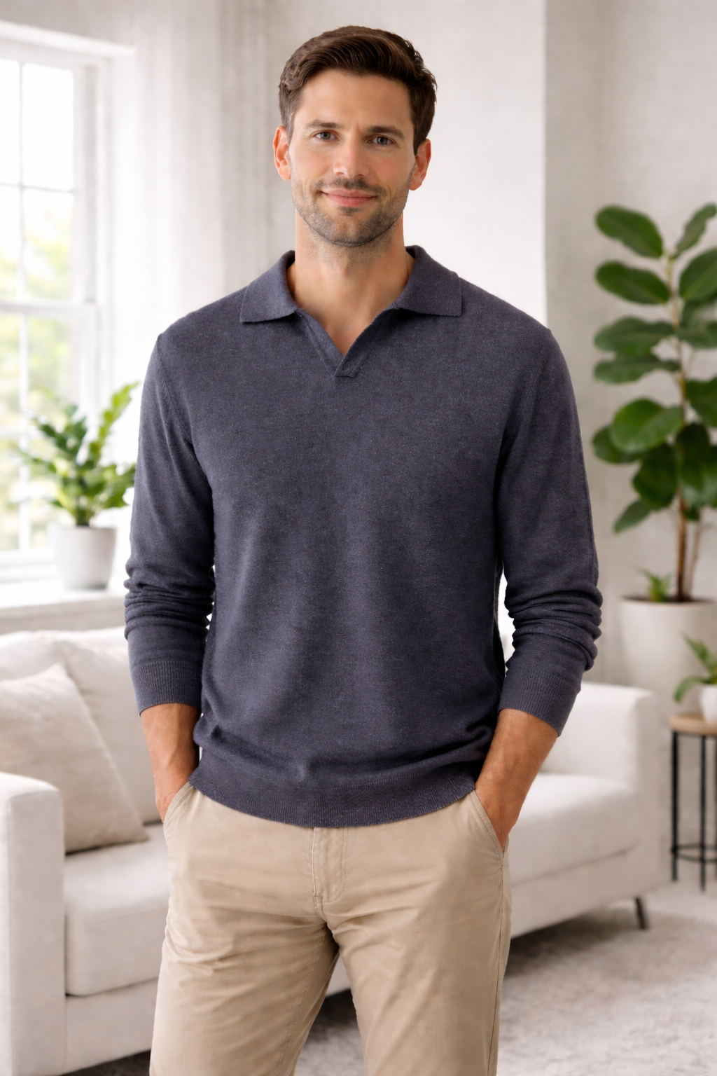 Cezar | Collared Cashmere Knit Pullover