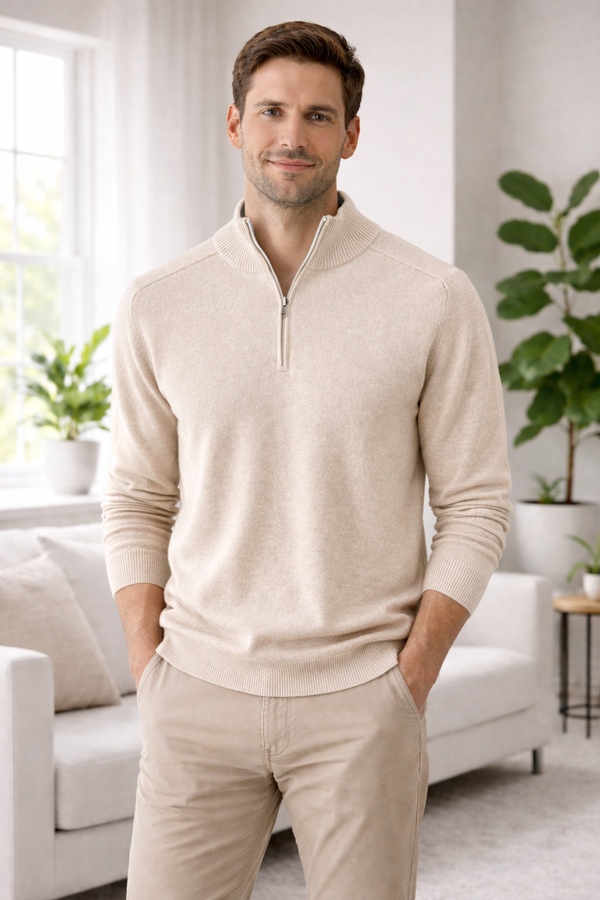 Karl | Ribbed Collar Cashmere Pullover